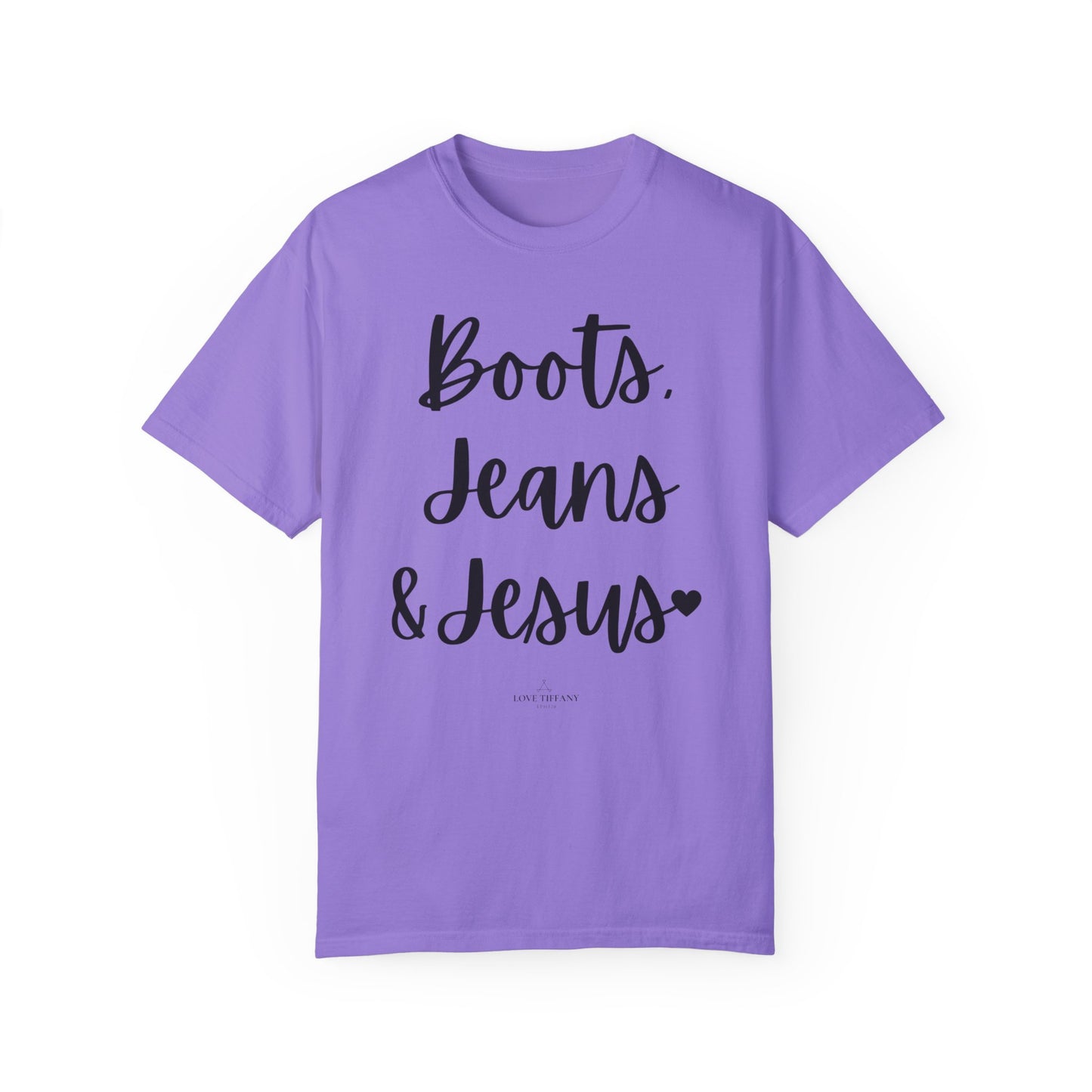 "Boots, Jeans & Jesus" Ladies Comfort Colors T-Shirt | Jesus Collection by Love Tiffany