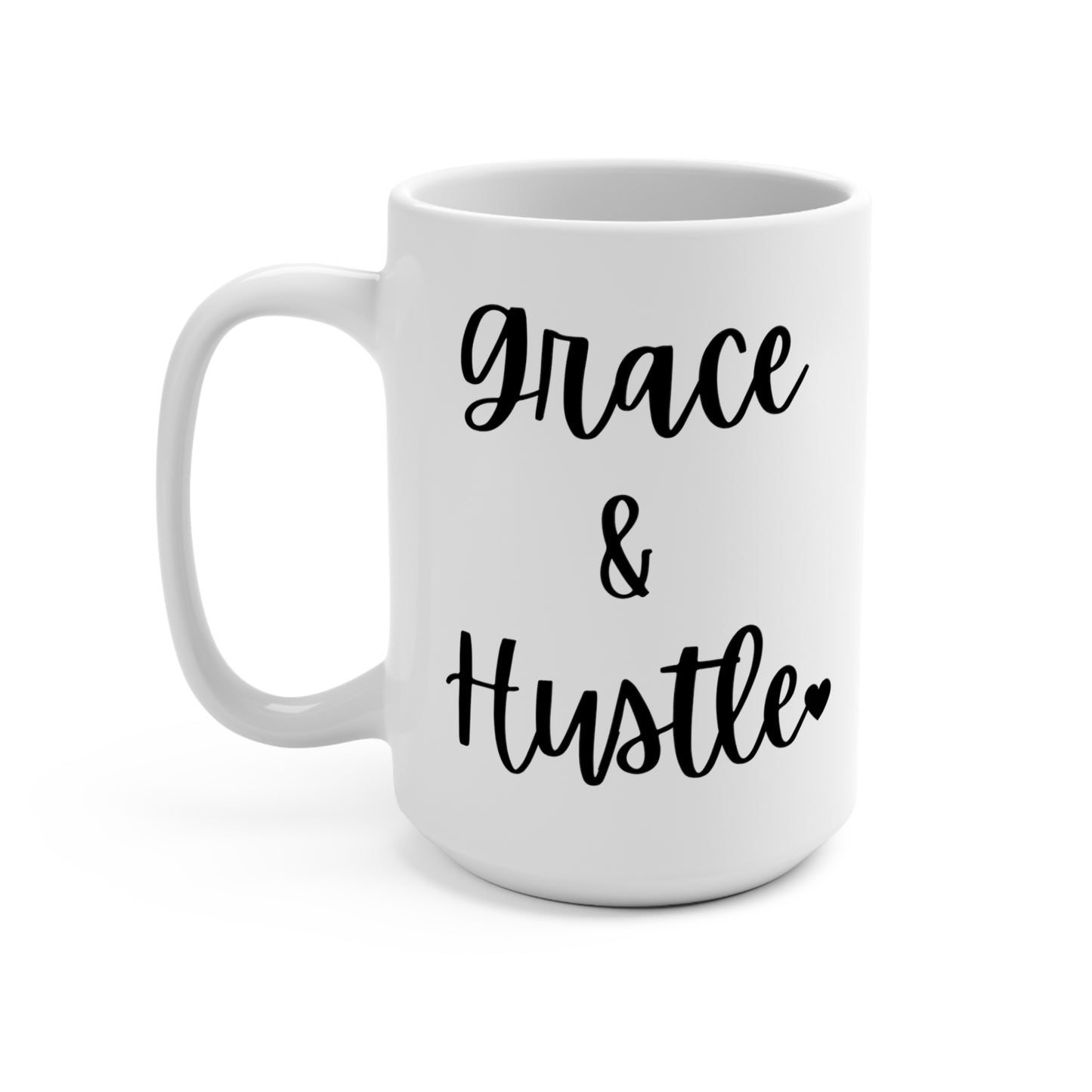 "Grace & Hustle" White Gloss Ceramic Mug 15oz | Jesus Collection by Love Tiffany