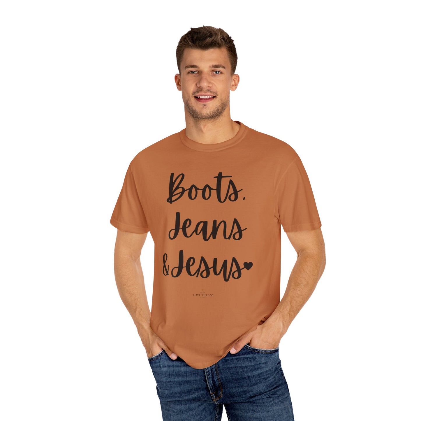 "Boots, Jeans & Jesus" Ladies Comfort Colors T-Shirt | Jesus Collection by Love Tiffany