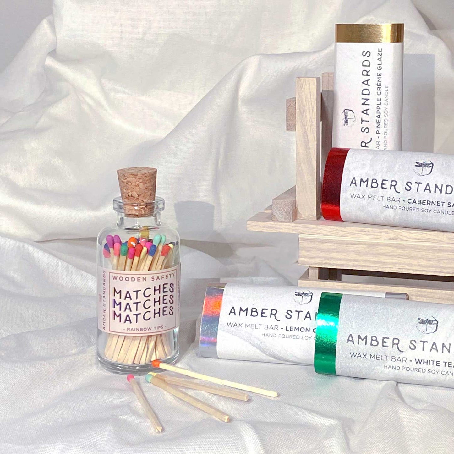 Wooden Safety Match Bottle - Colorful Tips