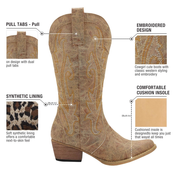 "Jolene" Embroidered Cowgirl Boots