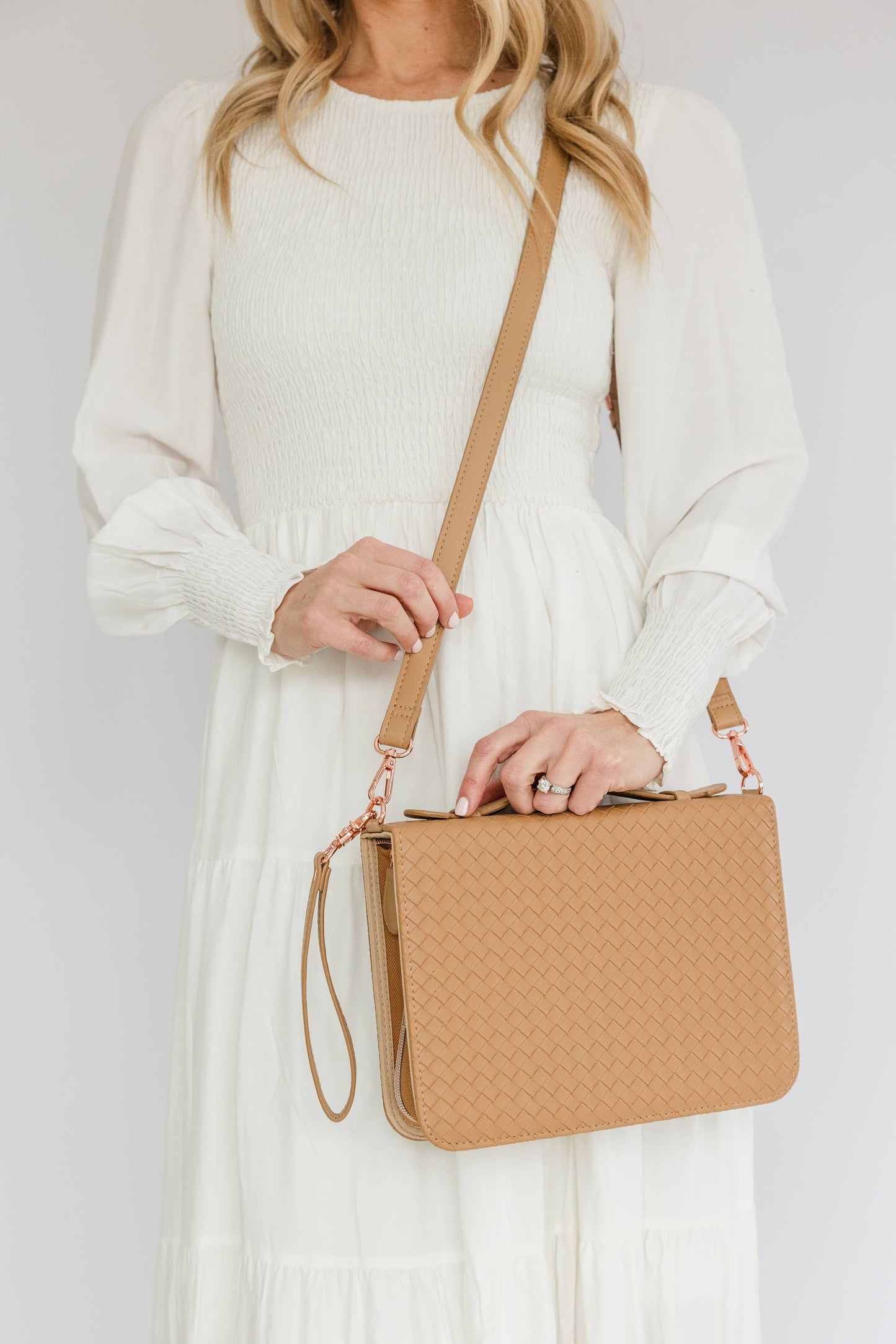 NEW Bible Cover, Weave Bible Case, Crossbody CARAMEL