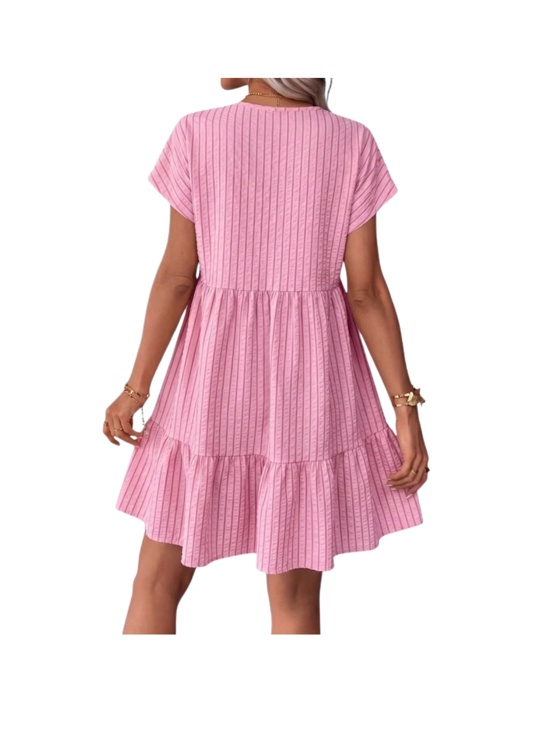 Pinky Striped Seer Sucker Swing Dress