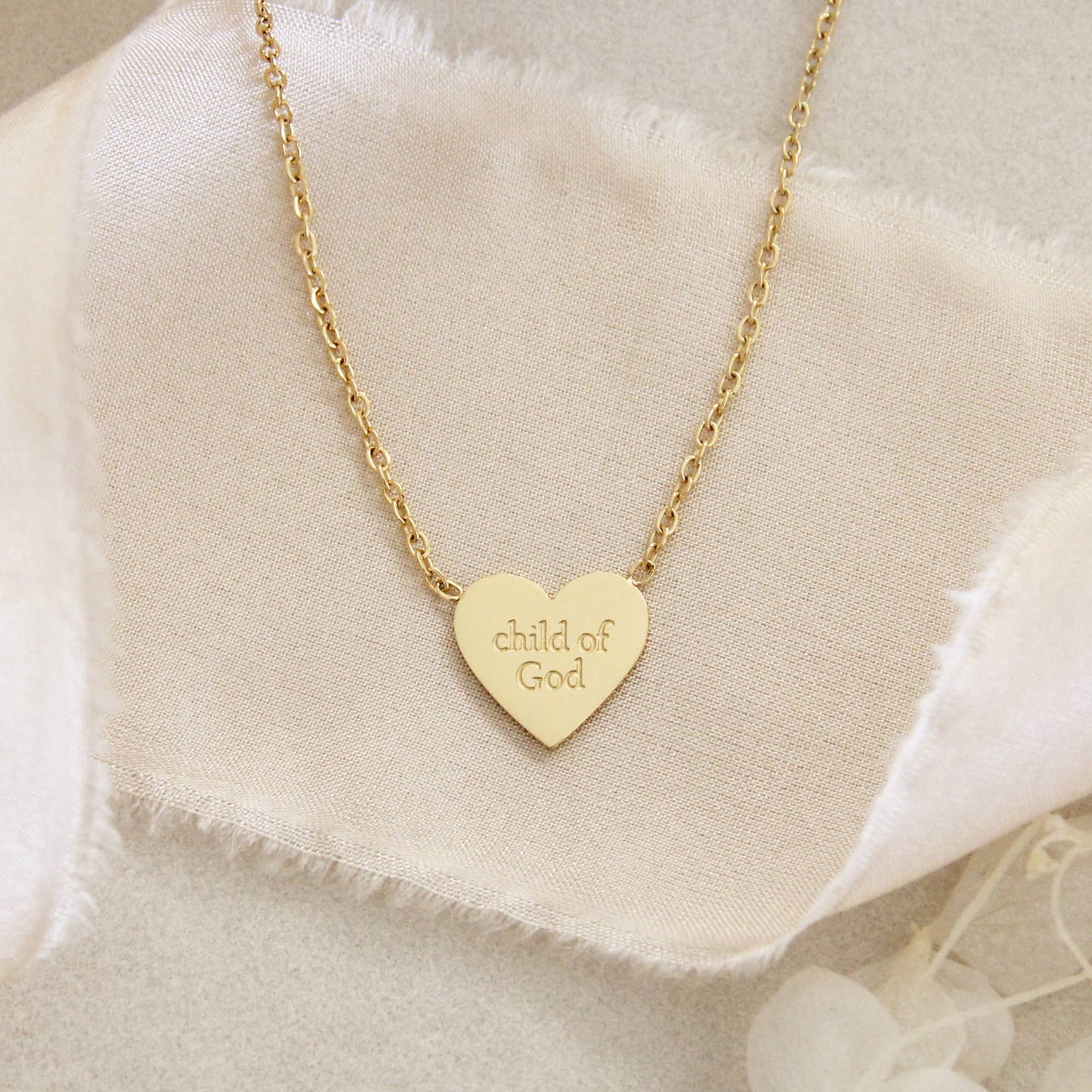 Child of God Chosen Heart Necklace, Ephesians 1:4-5: Yellow Gold