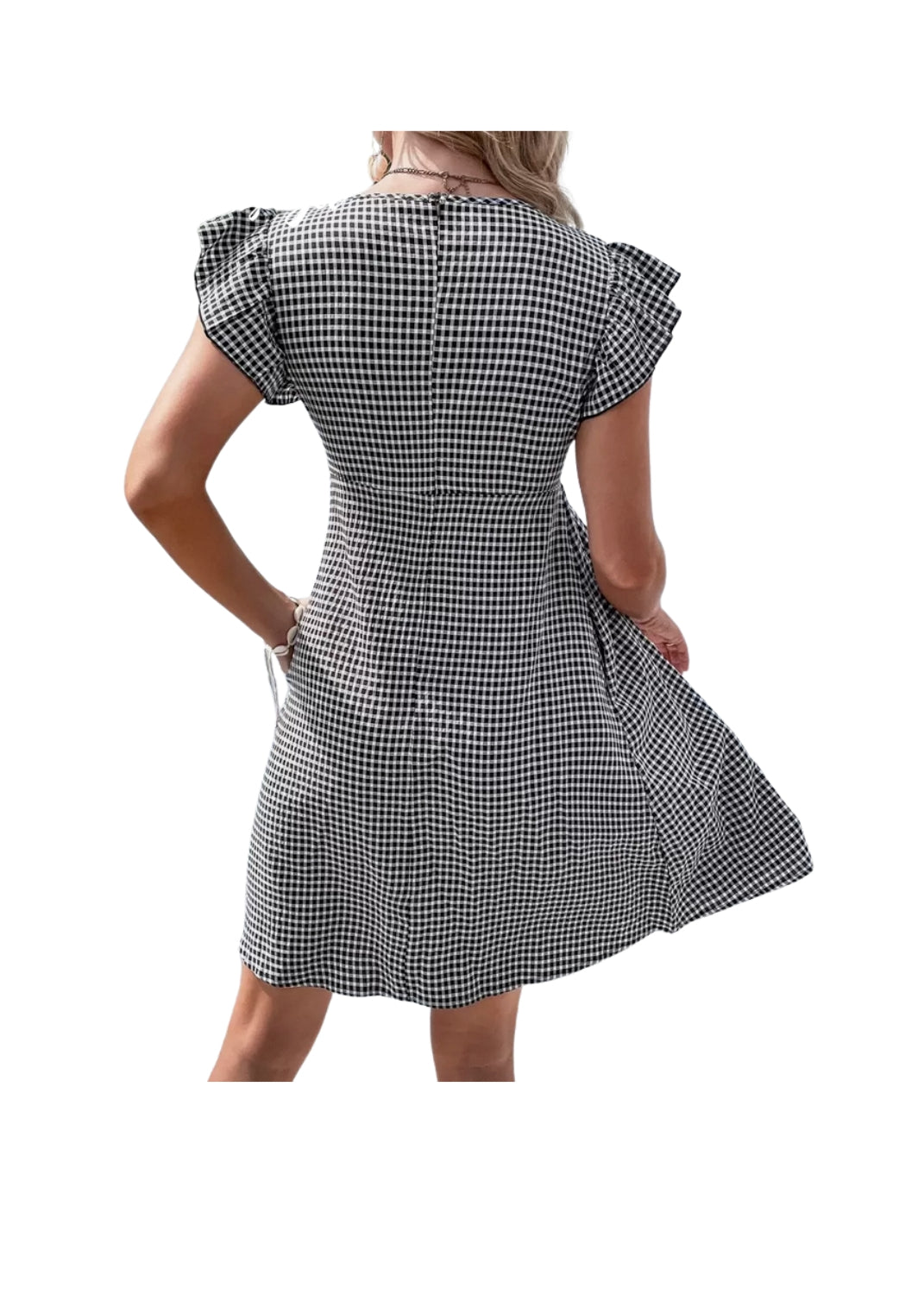 Gorgeous Gingham Square Neck Pocket Dress