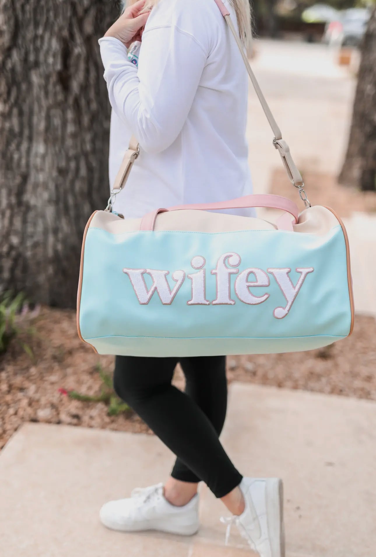 "Wifey" Modern Weekender Chenille Duffle