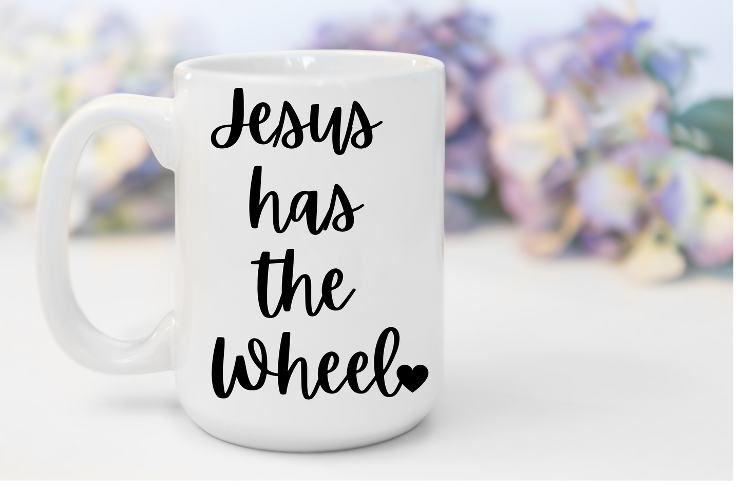 "Jesus Has The Wheel" White Gloss Ceramic Mug 15oz | Jesus Collection by Love Tiffany