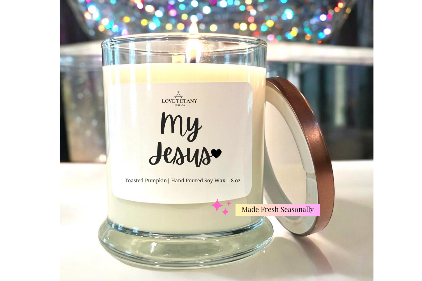 My Jesus - Bourbon Glass Soy Candle with Metal Lid
