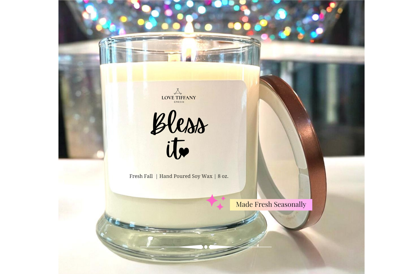 Bless It - Bourbon Glass Soy Candle with Metal Lid
