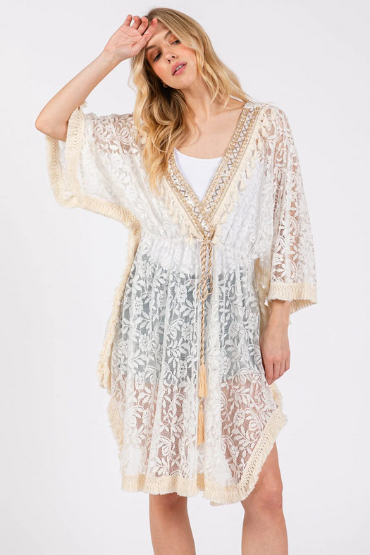 Fauna Boho Fringe Lace Tassel Cover-up
