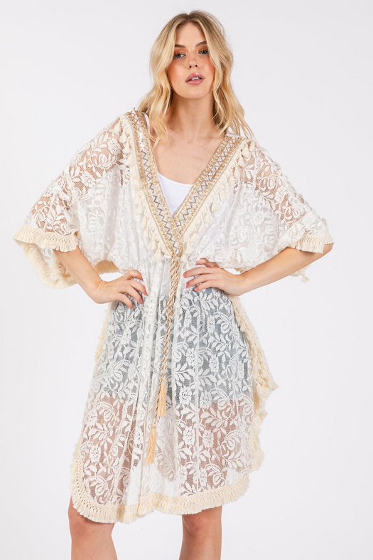 Fauna Boho Fringe Lace Tassel Cover-up