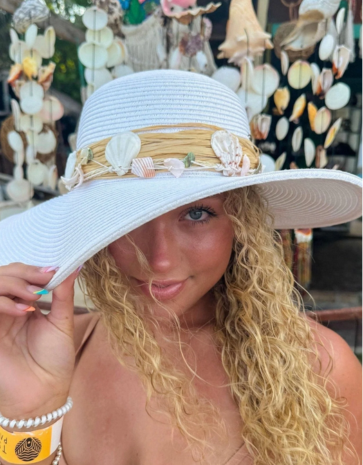August Shell Trim Wide Brim Sun Hat