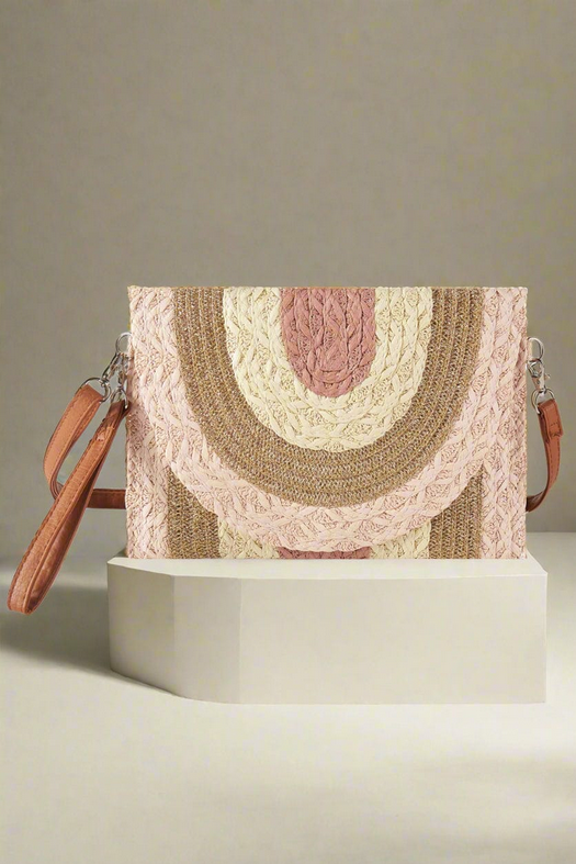 Tulum Metallic Lined Multi Color Straw Clutch/Crossbody Bag