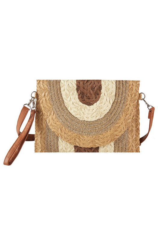 Tulum Metallic Lined Multi Color Straw Clutch/Crossbody Bag