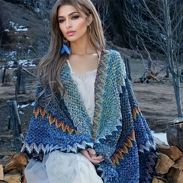 Lana Boho Lattice Wrap Poncho - One Size