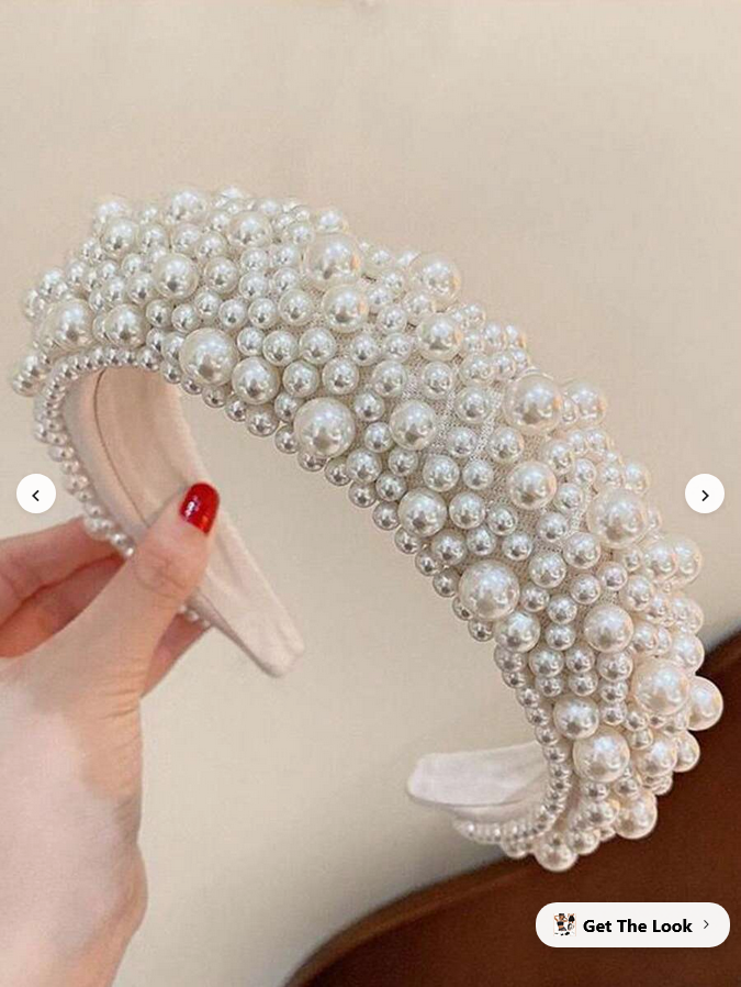 White Swan Cluster Pearl Headband