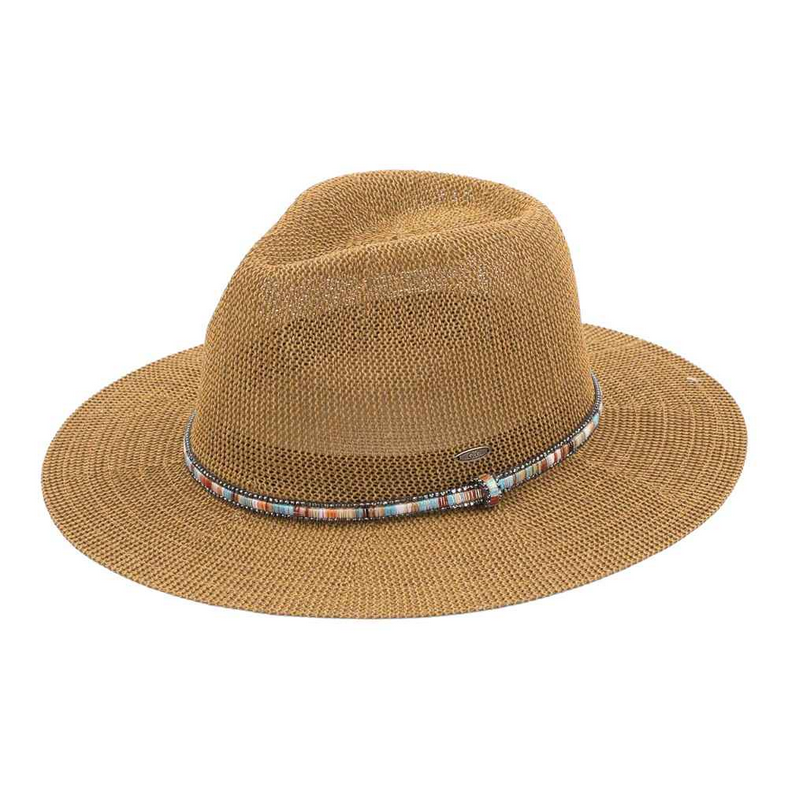 Lilian Multi Thread Rhinestone Band Panama Hat