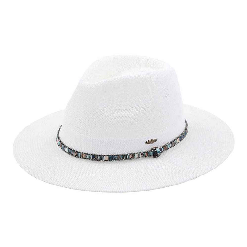 Lilian Multi Thread Rhinestone Band Panama Hat