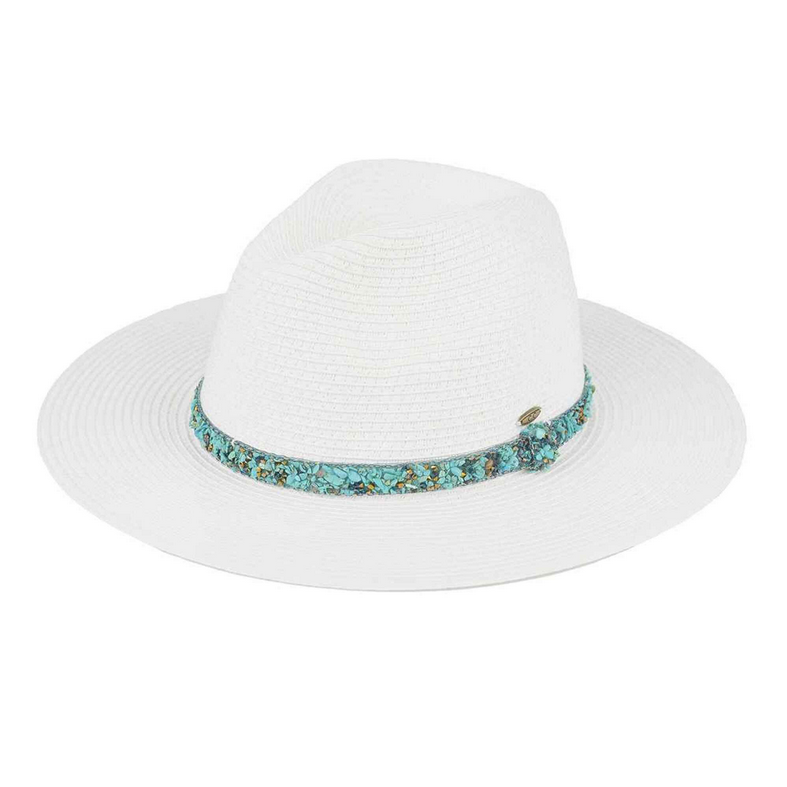 Giavanna Gem Cluster Band Straw Panama Hat