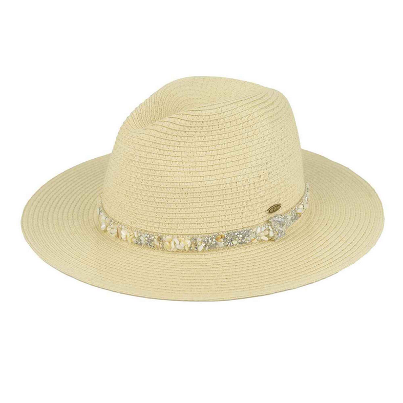 Giavanna Gem Cluster Band Straw Panama Hat