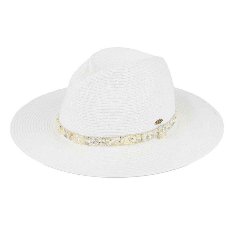 Giavanna Gem Cluster Band Straw Panama Hat