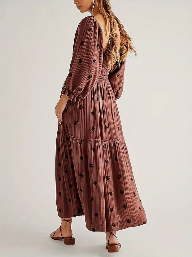 Candace Romantic Balloon Sleeve Smock Maxi Dress