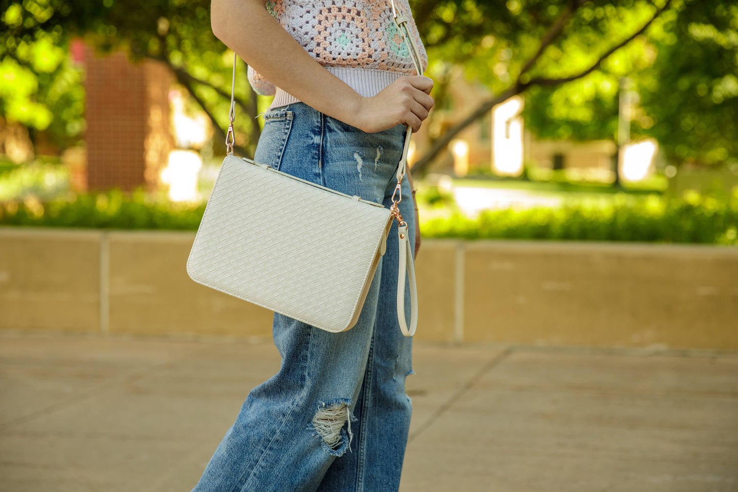 Ever AJ Weave Bible Case, Crossbody PEARL