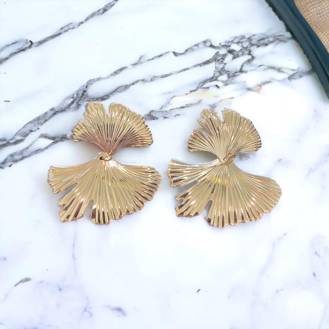 Leaf of Luxury Gold Tiered Earrings