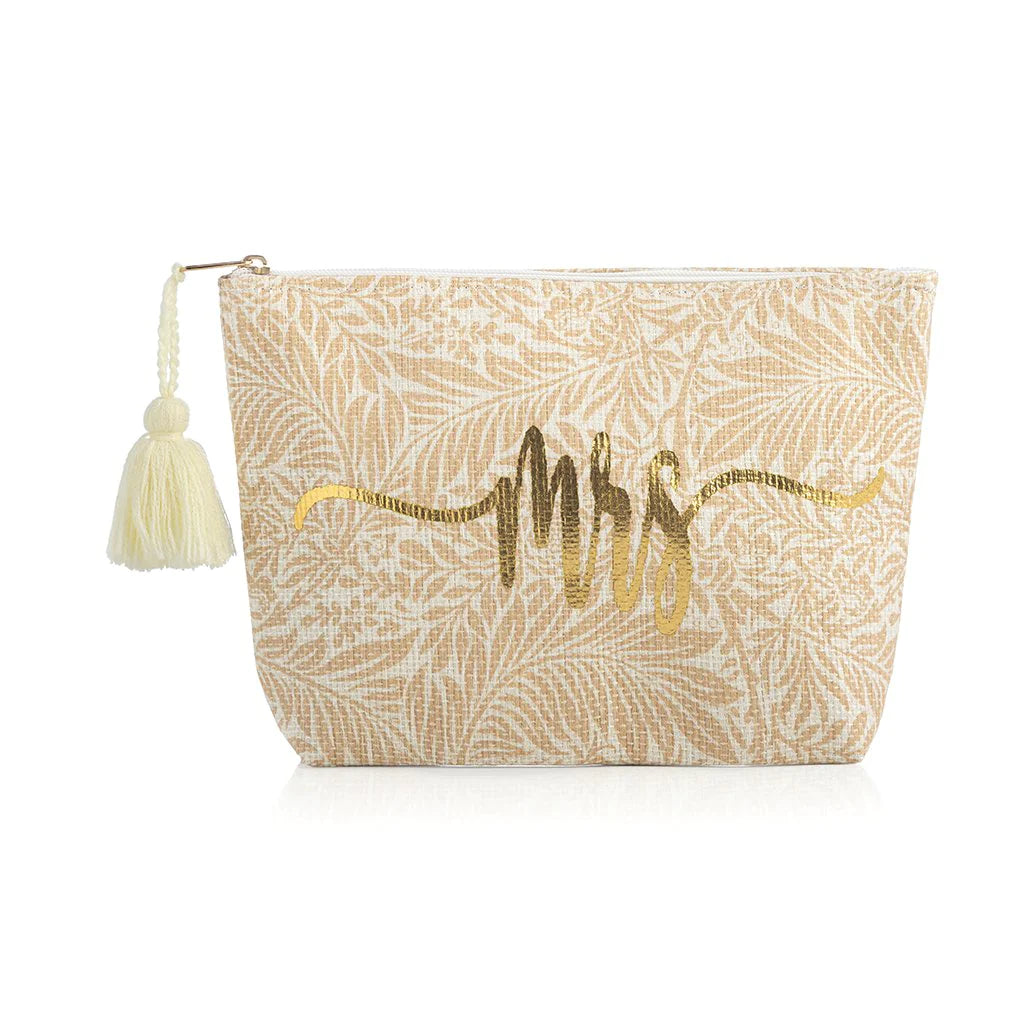 Clara "Mrs" Bridal Zip Pouch, Natural