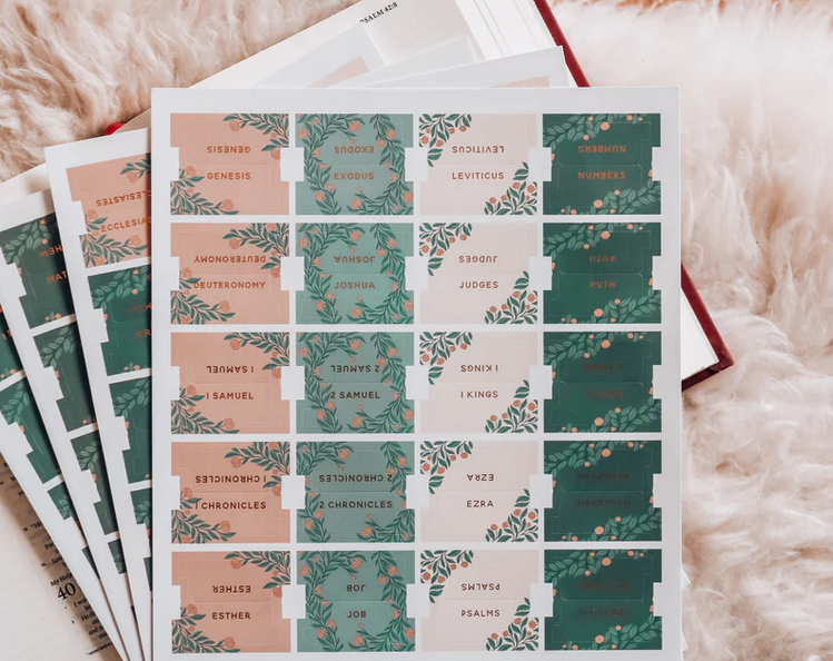 Minty Floral Bible Tabs