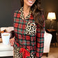 Tartan Leopard with Ruffled Shorts Pajama Set