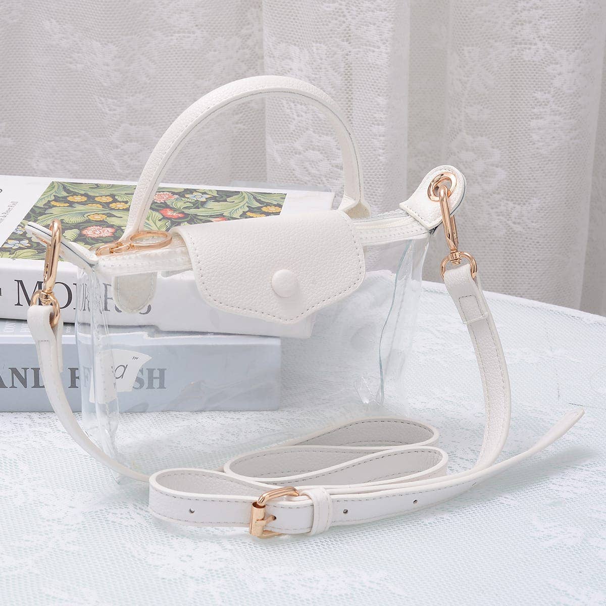 CB781 Gladys Clear Gameday Mini Crossbody Bag: Leopard