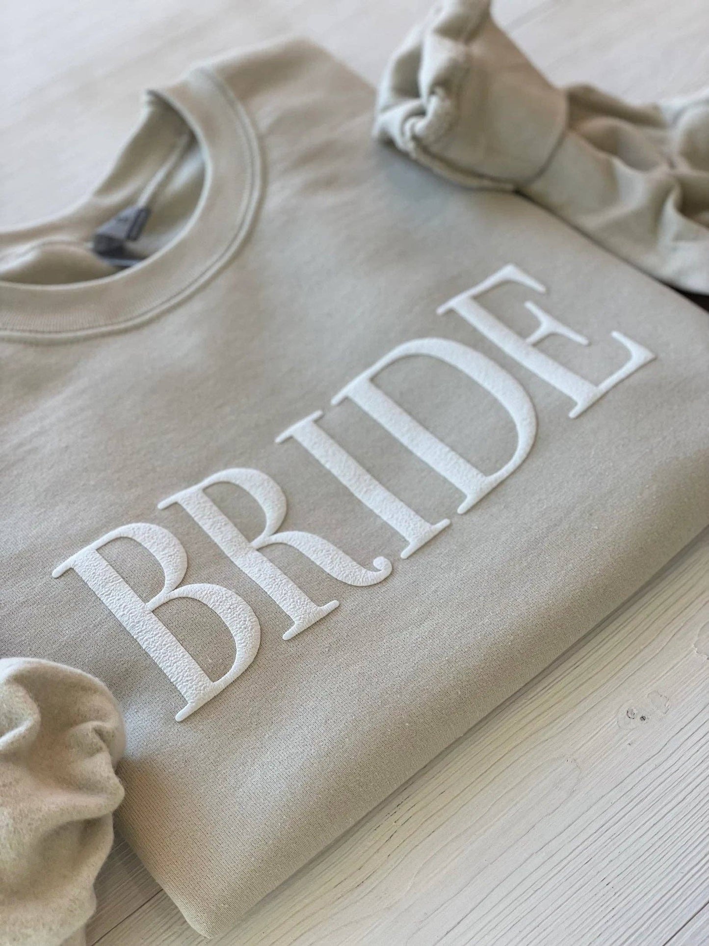 Embossed Beige Bride Crewneck: Sand / XL