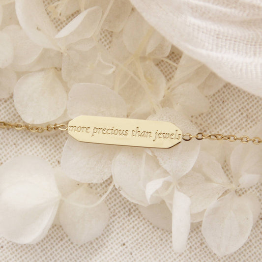More Precious Than Jewels Proverbs 31 Bracelet: Yellow Gold