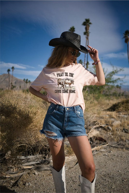 Pray till the Cows Come Home Graphic Tee - XS - XL