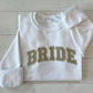 Embroidered Bride Glitter Crewneck Sweatshirt: White / Large