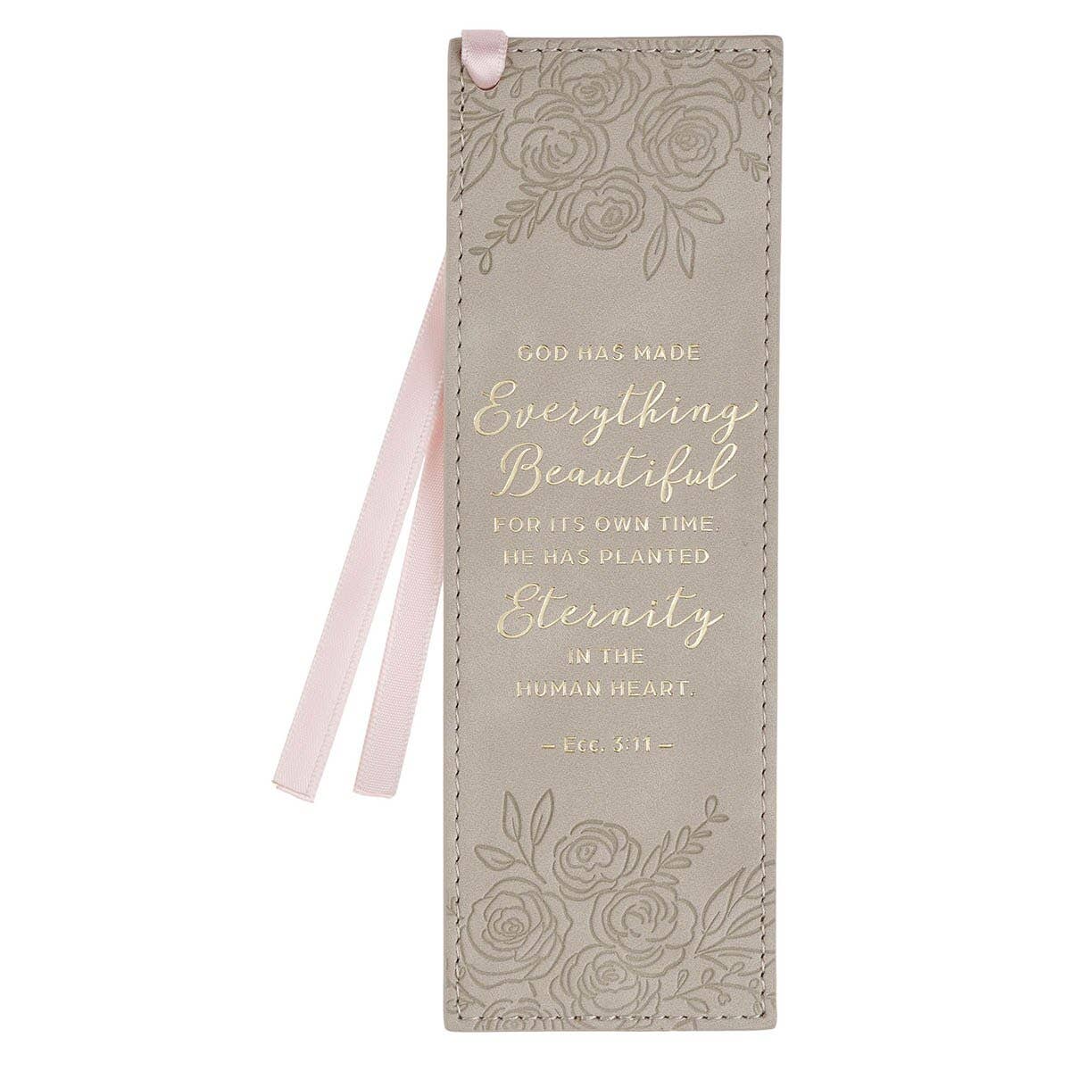Bookmark Faux Leather Taupe Everything Beautiful Ecc. 3:11