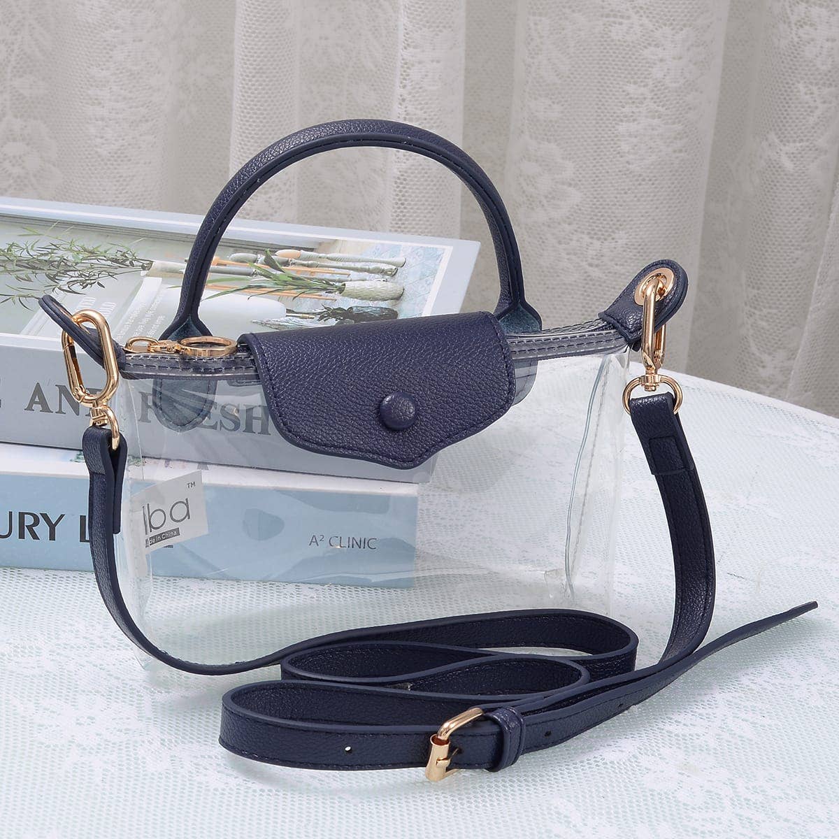 CB781 Gladys Clear Gameday Mini Crossbody Bag: Black