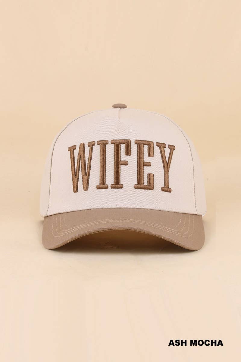 Wifey / Happy Wife / Auntie Two Tone Snapback Hat: ASH MOCHA-198906 / OS