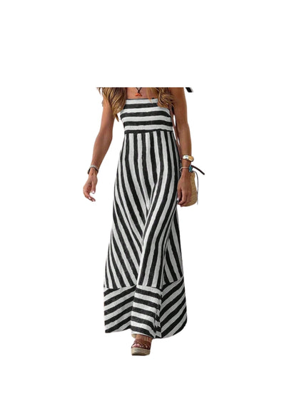 Frenchie Striped Spaghetti Tie Maxi