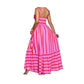 Candy Crush Pink Striped Spaghetti Tie Maxi