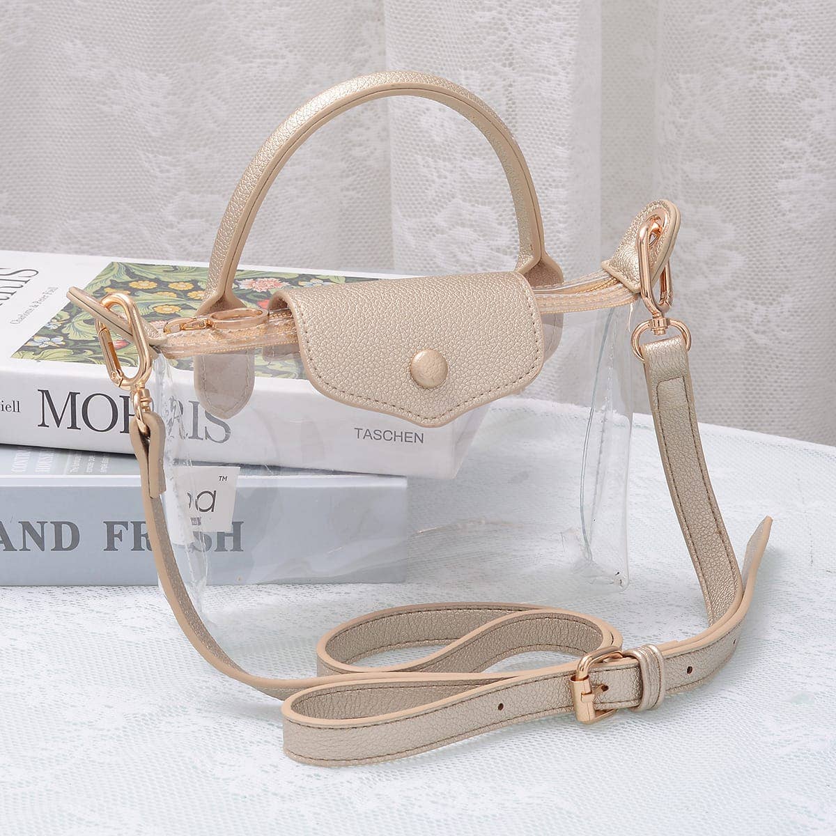 CB781 Gladys Clear Gameday Mini Crossbody Bag: Red