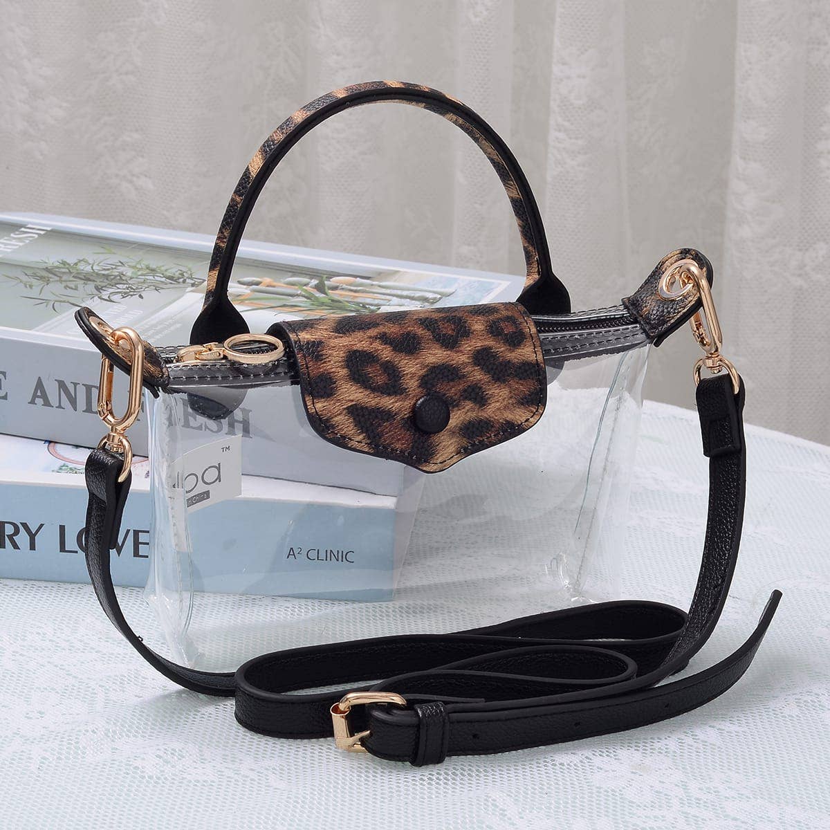 CB781 Gladys Clear Gameday Mini Crossbody Bag: Black