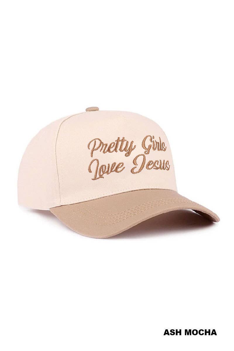 Pretty Girls Love Jesus Two Tone Cotton Hat SI-29249 Zenana Consgt.: FLORAL-193288 / OS