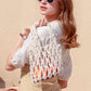 N2003 Colbie Macrame Mini Bucket Bag w/ Vegan Leather Base: Camel