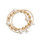 Crystal White Pearl Blessing Bracelet with Gold Links: S