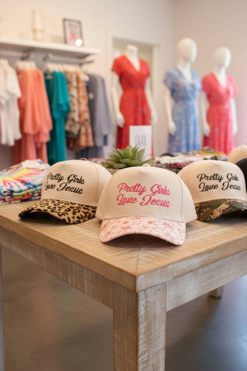 Pretty Girls Love Jesus Two Tone Cotton Hat SI-29249 Zenana Consgt.: COW-198318 / OS