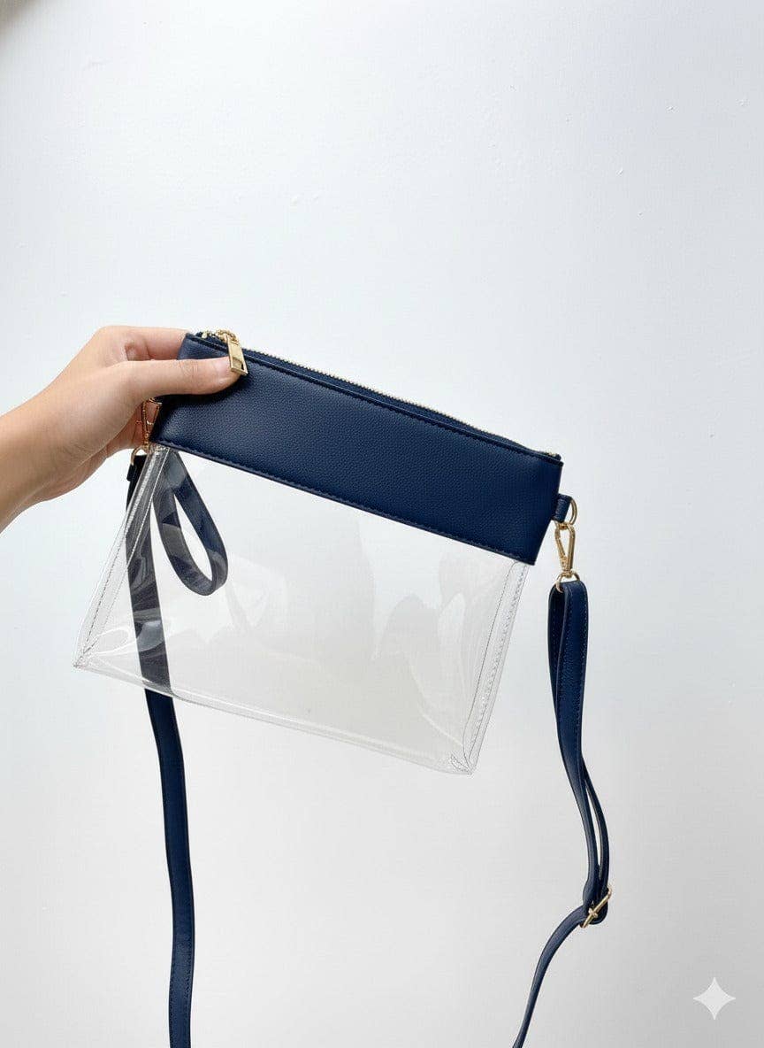 AD200T Game Day Clear Crossbody Bag/Clutch: Navy