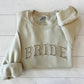 Embroidered Bride Glitter Crewneck Sweatshirt: White / Large