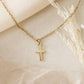 Delicate Cross Necklace, 1 Corinthians 1:18: Yellow Gold